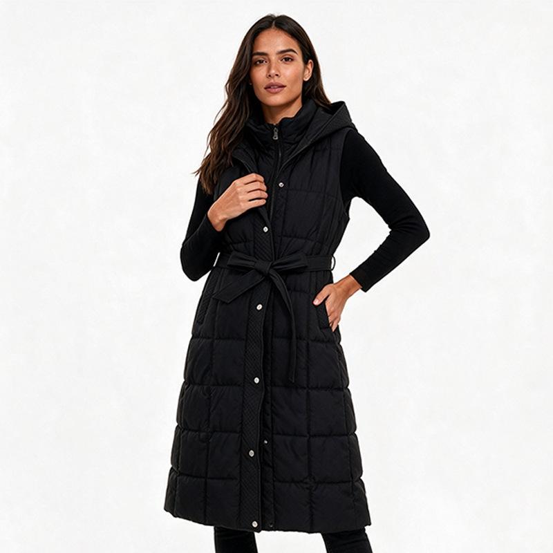 Winter thickened long cotton vest women's outer wear waist thin warm knee women's vest jacket