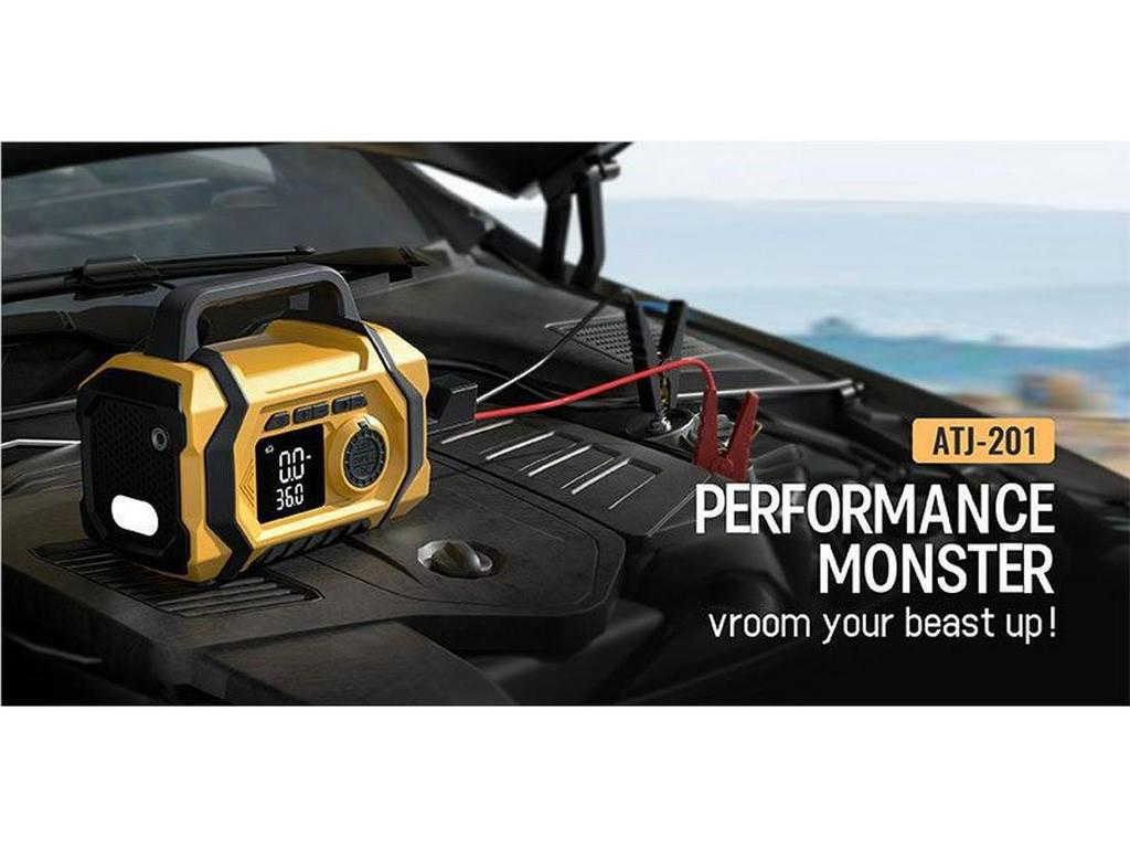 Автомобильный аварийный источник питания и насос для шин с манометром – Универсальное пусковое устройство большой емкости для автомобиля