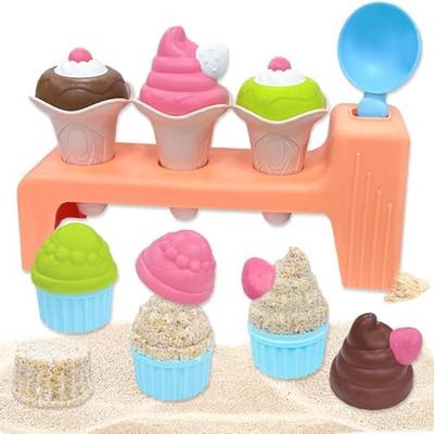 Набор пляжных игрушек для мороженого Ice Cream Sand Toy Set, Детские пляжные игрушки для возраста 3+, Игры в ролевые игры на свежем воздухе с лопаткой, рожками и формочками для кексов