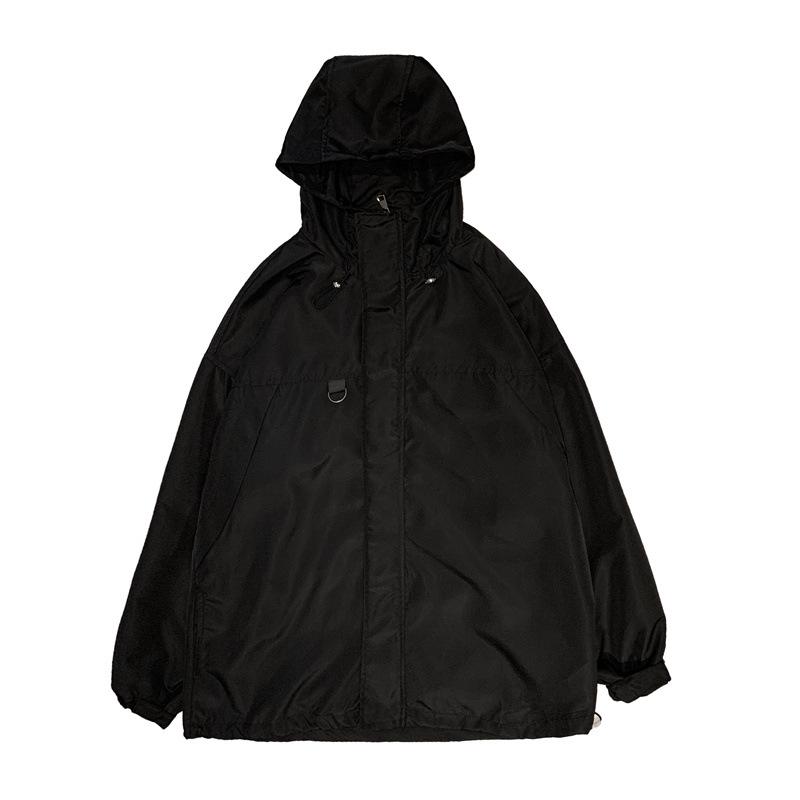 Мужская бейсбольная куртка в стиле ретро: С капюшоном, Свободный крой, Повседневный, Однотонный для весны/осени