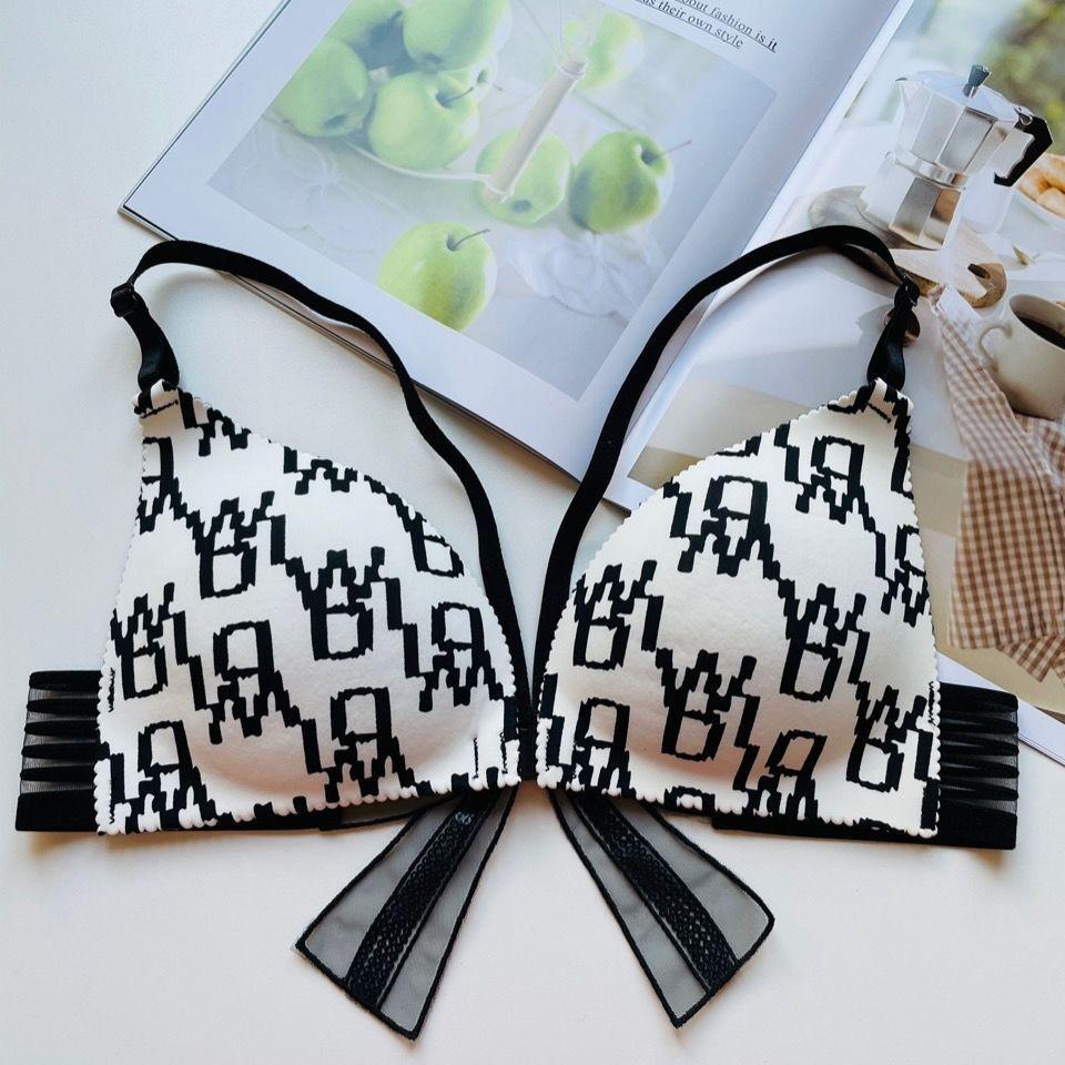 Women Butterfly Bras Patchwork Color Front Buckle Female Bandeau Underwear Push Up Bras Sexy Lady Brassiere Girls Y2K Tops