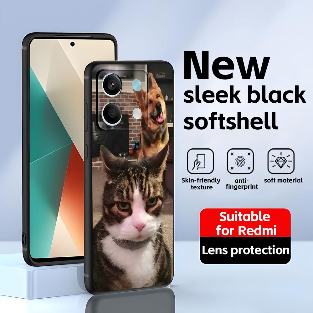 Смешные кошачьи мемы Чехол для телефона Для Redmi Note 14 13 12 11 Pro Plus S 5G 14C A3 Мягкий черный чехол для телефона