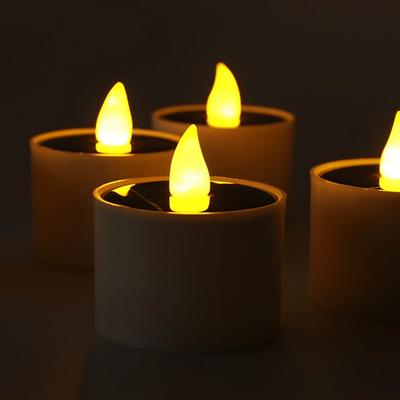 8 шт. Солнечные светодиодные свечи-таблетки Беспламенные уличные водонепроницаемые солнечные свечи-таблетки Перезаряжаемые свечи для вечеринки, сада, домашнего декора
