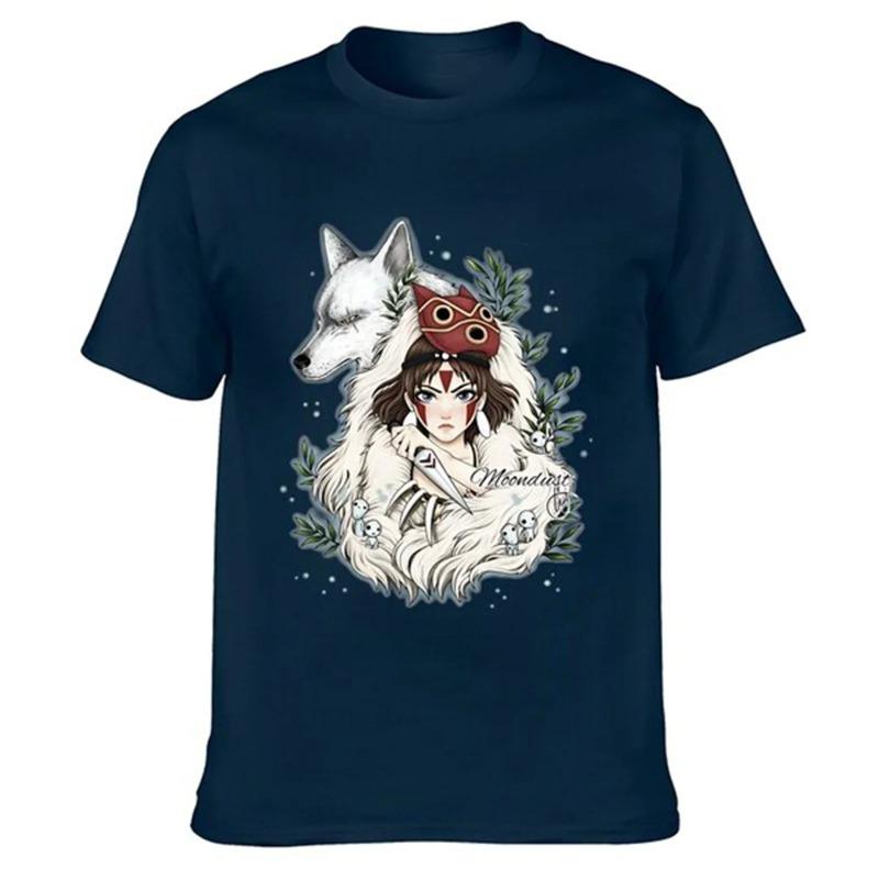 Graphic Novelty Princess Mononokes Hime T-Shirts for Men Women Pure Cotton Kodama Tree Forest Spirit Tees Shirt