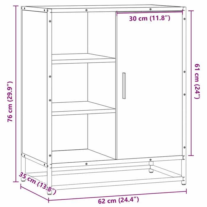VidaXL Buffet chêne sonoma 62x35x76 cm bois d'ingénierie, armoire de rangement, meuble d'entrée, meuble d'appoint, meuble de 848995