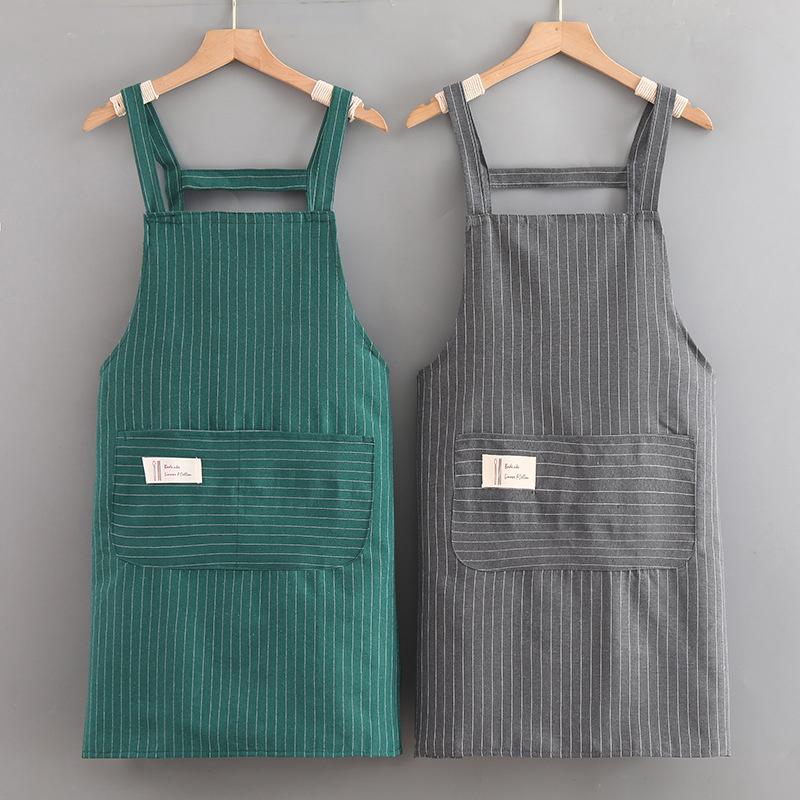 Oil Proof Kitchen Hanging Neck Cooking Sleeveless Apron Fashion Waiter Restaurant Server Workwear Breathable Catering Apron