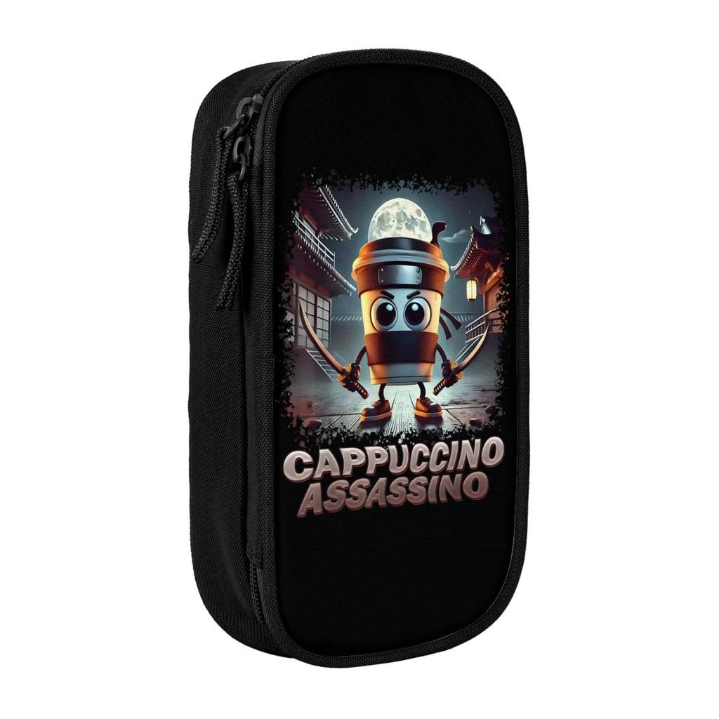 Cappuccino Assassino Italian Brainrot Meme Pencil Cases Pencilcases Pen Box for Student Big Capacity Bag Office Gift Stationery