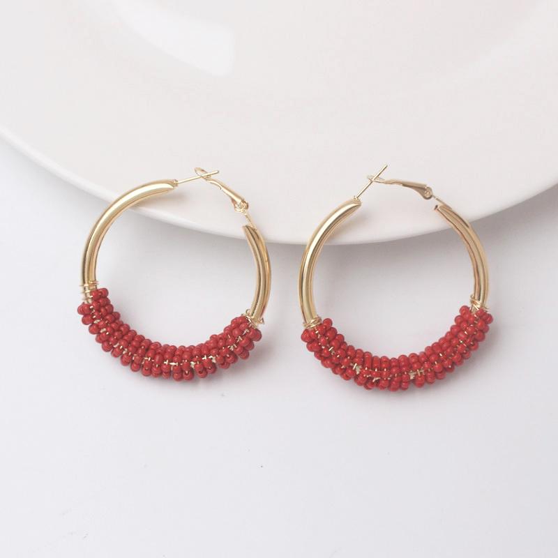 New Wine Red Geometric Hanging Earrings for Women Metal Pendants Dangle Earrings Red Exaggerated Drop Earrings aretes