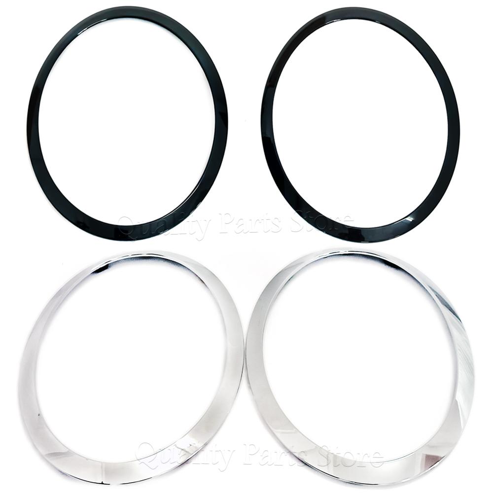 NEW For Cooper F55 F56 F57 2014-2021 Gloss Black/Silver Plated Headlight Ring Bezel Trim Surround Cover 51137300631 51137300632