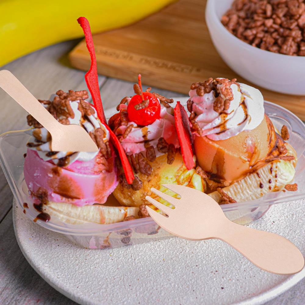 100pcs Disposable Dessert Spoons Eco-friendly Yogurt Spoon Tasting Spoon Ice Cream Shovel  Summer