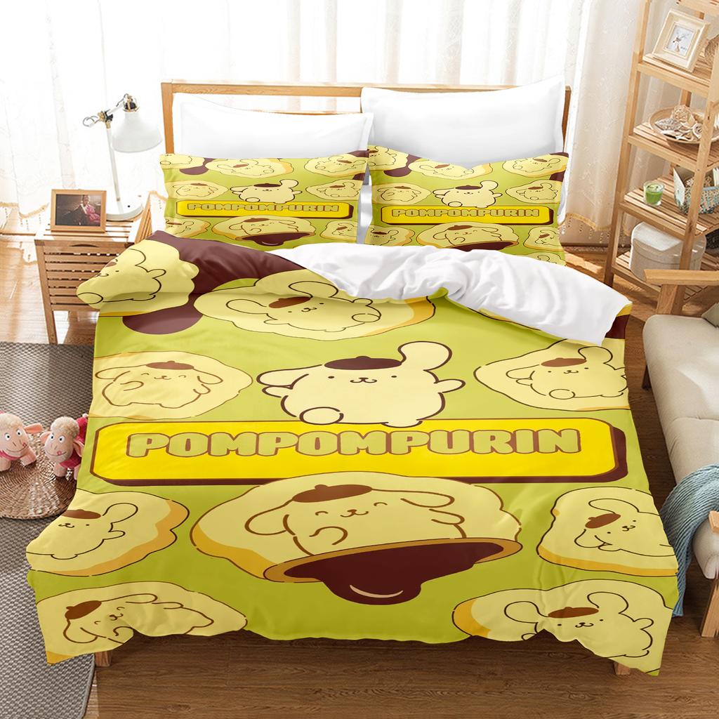 Pompompurin Sanrio 3-Piece 1 Пододеяльник Один Комплект Постельного Белья Comforte Luxus Изысканный Подарок на День Рождения 100% Полиэстер Домашний Декор