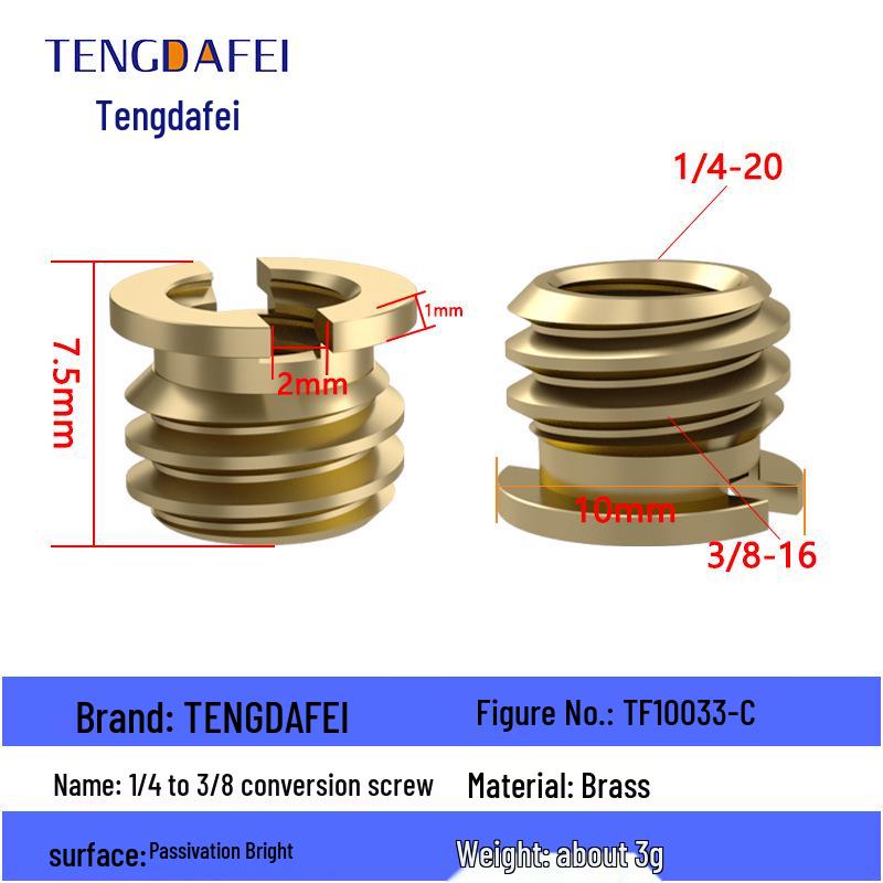 Reversible 1/4" Male To 3/8" Female Adapter for Camera Tripod Ball Head with M4-M8 Conversion Screws