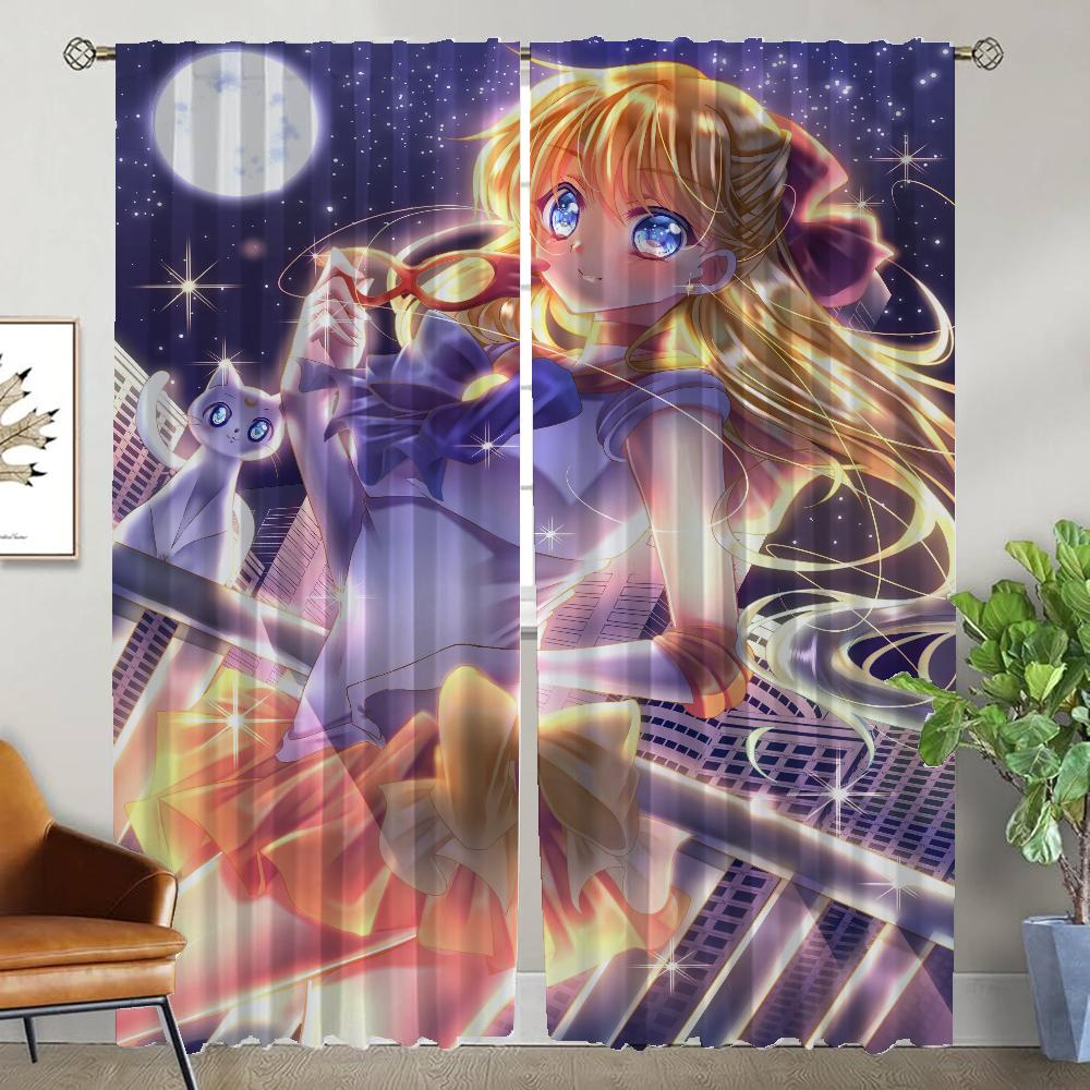 Украшения на Хэллоуин Sailormoons Домашний интерьер Шторы 2 шт. Тюль для спальни Шторы для детской комнаты Шторы затемнения