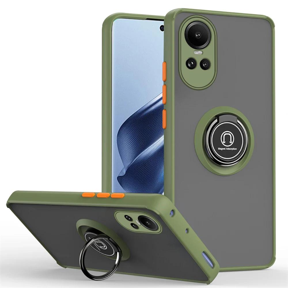 Матовый защитный чехол для OPPO Reno 10 Pro Plus 5G, чехол-кольцо с магнитным держателем, подставка Reno10, противоударный чехол Fundas