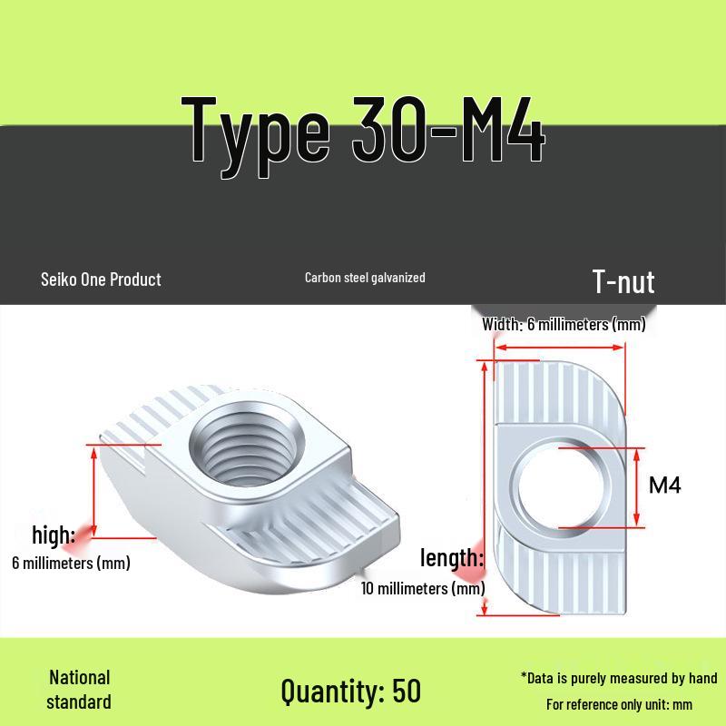 European Standard T-Slot Aluminum Profile Nuts: Wing Nuts M3-M8, Types 20/30/40/45.