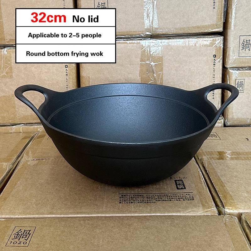 Сковорода Чугунная кастрюля Бытовая большая кастрюля Deepen Old Style Double Ear Бытовая фритюрница Wok 40 см большая чугунная кастрюля