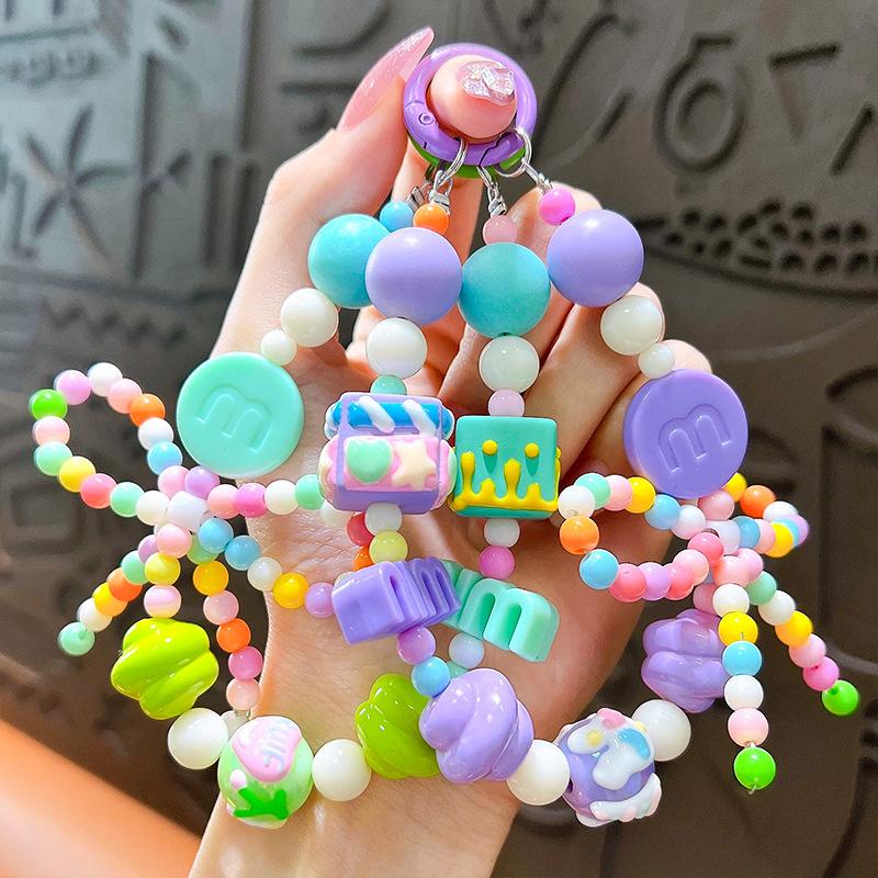 Цветной ремешок на запястье для мобильного телефона, женский ремешок с короткой цепочкой, устойчивый к потере, чехол для мобильного телефона, подвеска для ключей, ремешок с подвеской для телефона