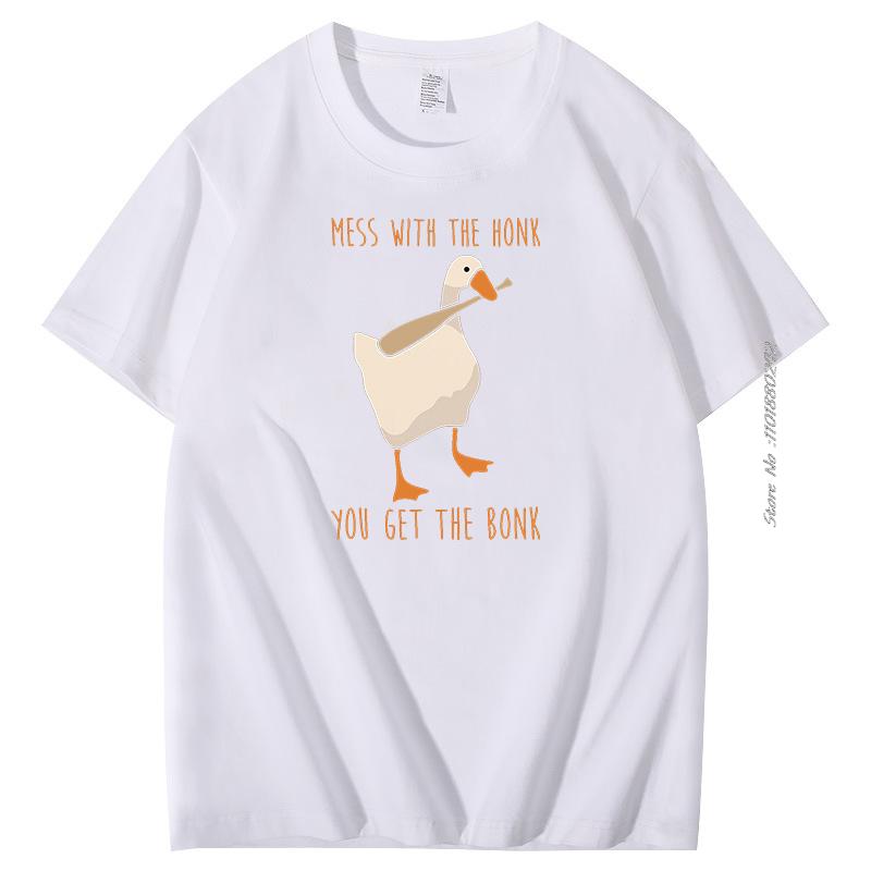 Mess With The Honk You Get The Bonk Cotton Tshirt Design Untitled Goose Games Funny Graphic T Shirts Mens Short Sleeve Tshirt