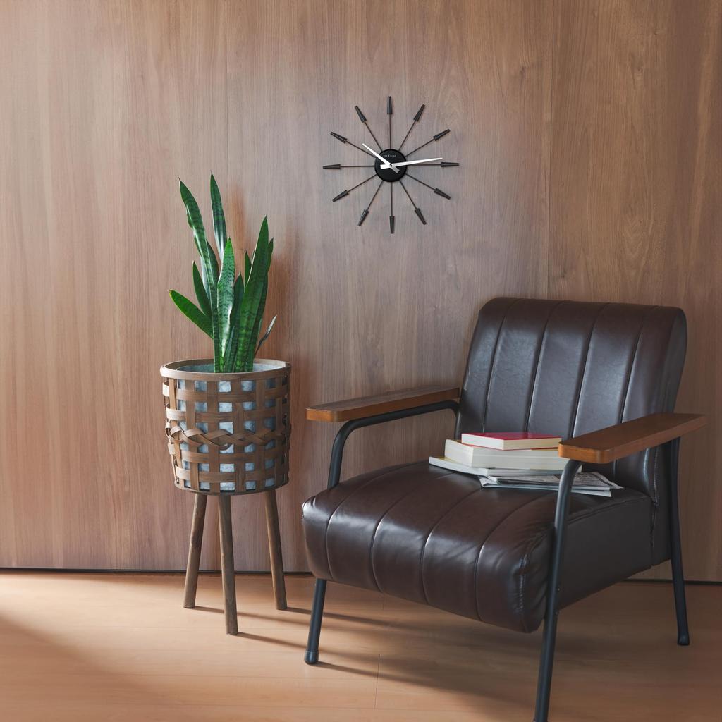 Часы настенные NEXTIME PLUG INN стильные черные, крутые, бесшумные, 36 см, средние.