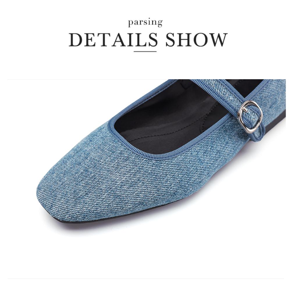 Женские балетки Mary Jane, джинсовые удобные мягкие туфли на плоской подошве с круглым носком для женщин