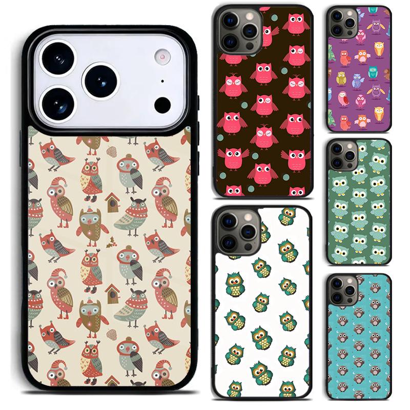 Милые совы Влюбленные Кавайный Мультяшный Чехол для Телефона для iPhone 17 16 15 Pro Max Air 14 13 12 11 Plus Ударопрочный Capa Чехол