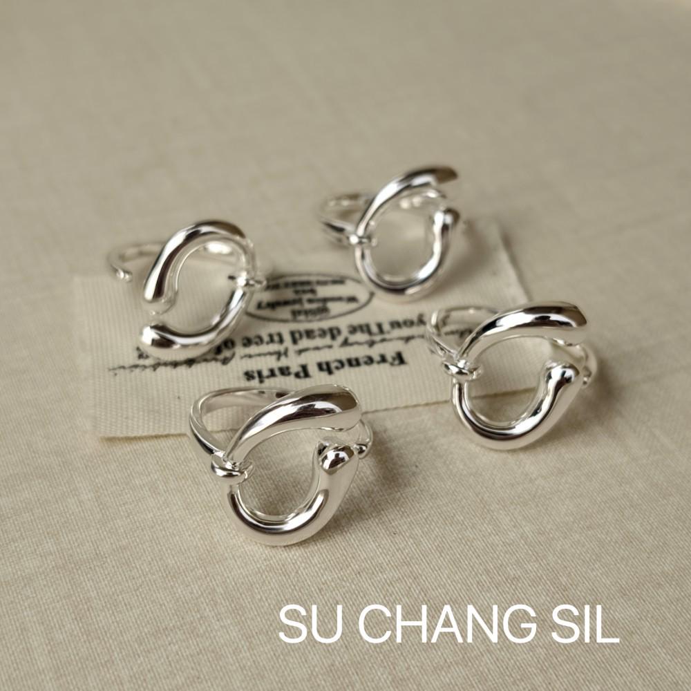 Открытое кольцо Su Chuang S925 из стерлингового серебра неправильной С-образной формы для женщин - Корейский дизайн, Универсальное и уникальное.