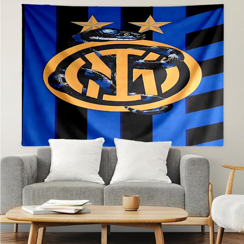 Inter-Milan Print Tapestry, Backdrop, Easy Setup, Ideal for Bedroom, Office & Living Room, with Aesthetic Wall Hanging Decor.