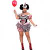 Plus Size Halloween Clown Costume Women S-3XL Role Play Party Dress