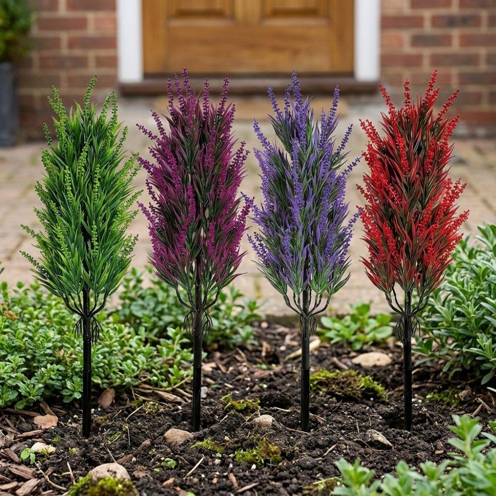 No Fade Lavender Tree Ground Stake UV Resistant Fake Flower Sprigs Patio Lawn