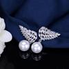 WWJ модные женские ювелирные аксессуары перо крыло CZ цирконий серьги-капли для женщин