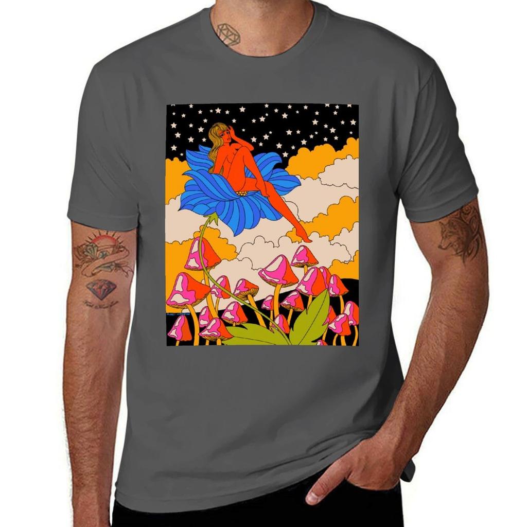 Lady in a flower T-Shirt t shirts cotton 100% man t shirt graphic man graphic t shirt T-Shirt