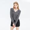 Autumn Women's Blouse Sexy Temperament Knitted Cardigan Single-breasted Long-sleeved Tide Top