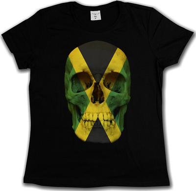 JAMAICA JAMAICAN SKULL FLAG T-SHIRT Banner Marley Rastafari Rasta Irie T-Shirt