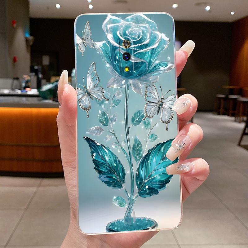 Phone Case For Realme X / OPPO K3 Fundas Capa Butterfly Bow Protective Casing Transparent Soft Silicone TPU Cover Coque