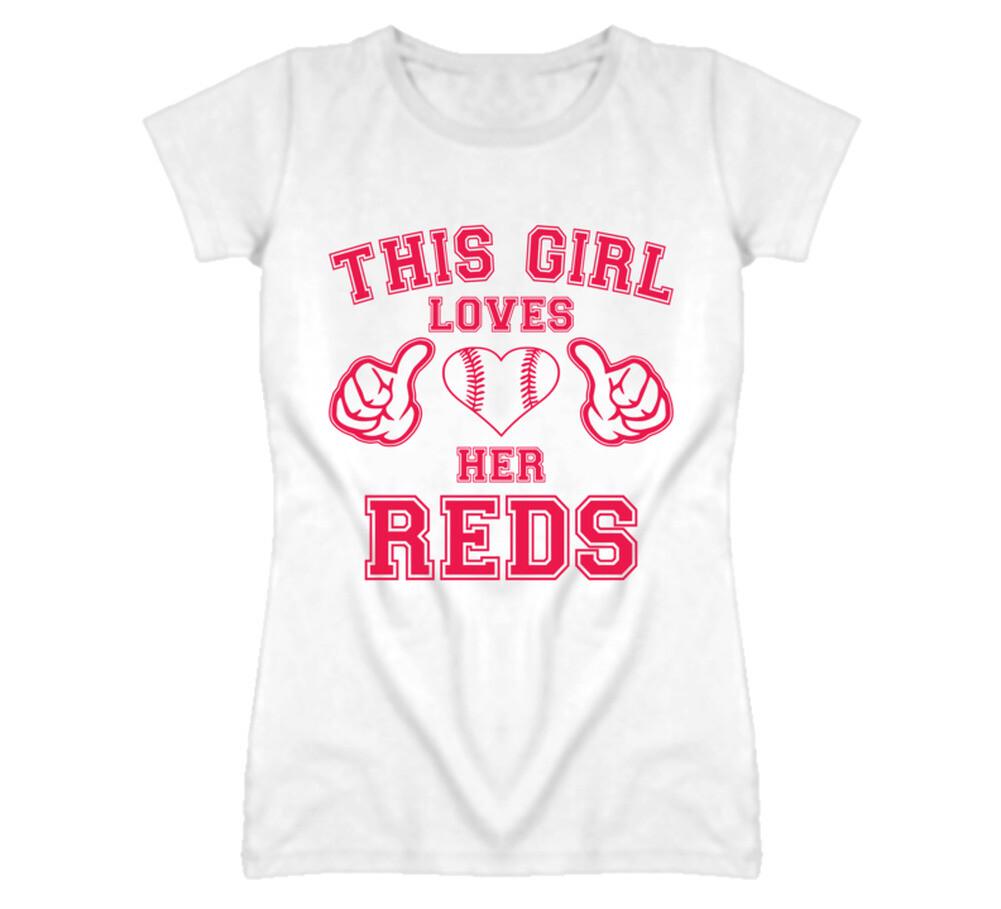 This Girl Loves Her Cincinnati Reds Baseball Heart T Shirt Mens Womens Tees Top