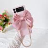 Fashion Korean Cute Silk Bow Leather Bracelet Chain Phone Case For Samsung Galaxy Z Flip 4 Z Flip 3 Zflip 5g Protective Cover