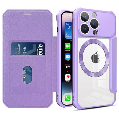 Флип-кошелек из магнитной кожи для чехла Magsafe для Iphone 14 Pro Max 13 12 11 Xr X Xs 14plus, подставка с отделениями для карт, прозрачная крышка