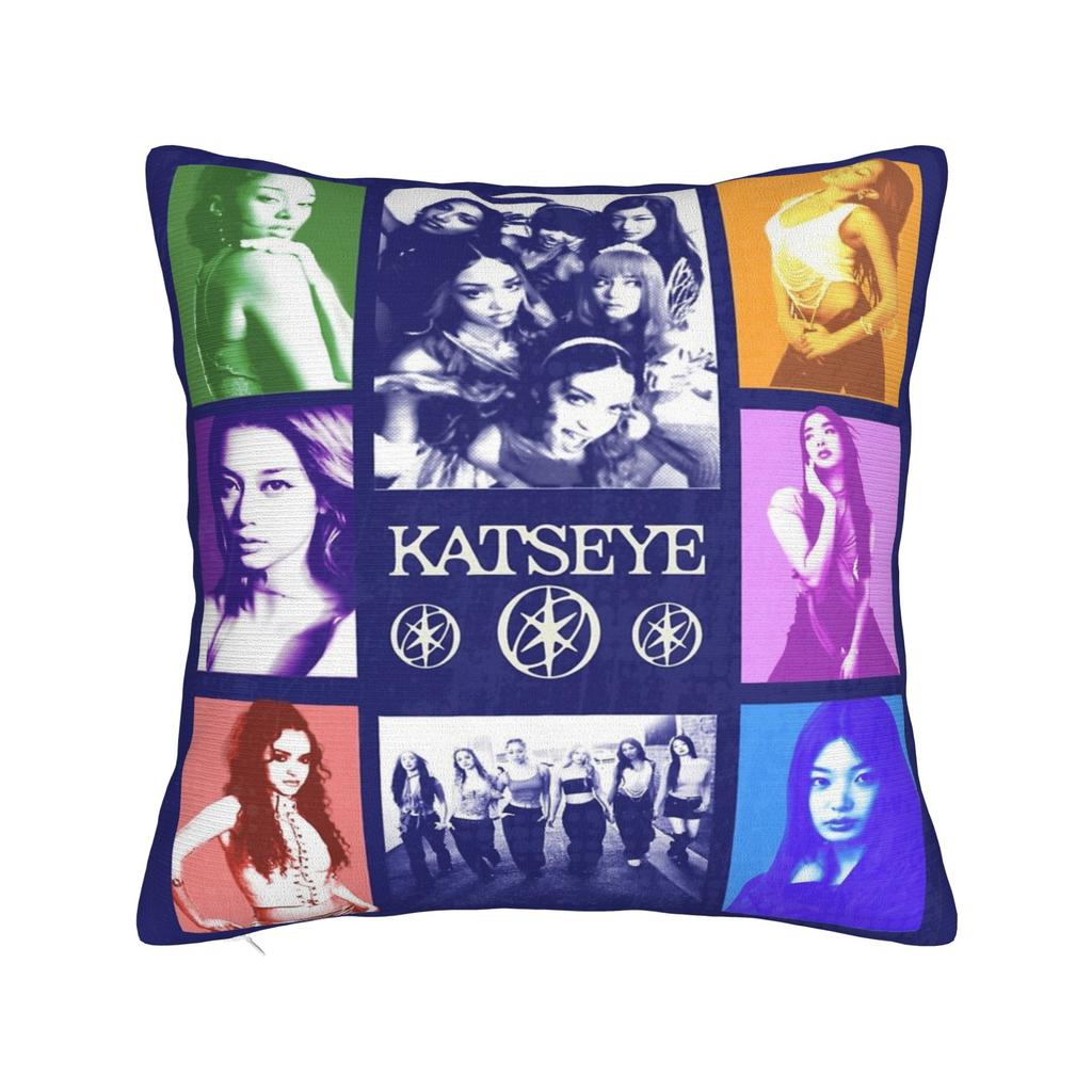 Kpop Katseye Музыкальная наволочка Полиэстеровая наволочка для подушки Подарок Чехол для подушки Чехол для автомобиля Молния 45*45 см