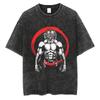 Oversized AcidWash Vintage ShortSleeve TShirt Featuring Attack On Titan Levi Ackerman Retro Graphic Print