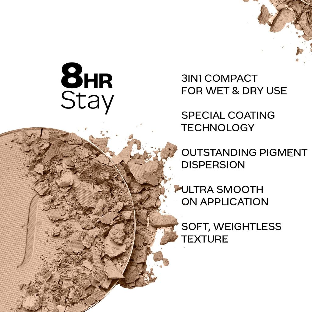 FACES CANADA Компактная пудра 3 в 1 HD Matte - Absolute Ivory 01, 8 г | Компактная пудра + Тональная основа + Увлажнение | Стойкость 8 часов | Мягкая невесомая текстура и шелковистая C
