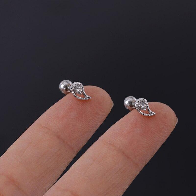 Нержавеющая сталь 316L, пирсинг, губная серьга с цирконием, серьги-гвоздики для козелка, губы, змеиного глаза, крест, спираль, раковина, хрящ, украшения для тела