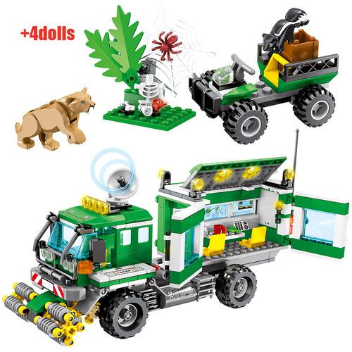 Jurassic World Dinosaur Park Tyrannosaurus Rex Pterosauria Truck Series Building Blocks Dinosaur Car Bricks Toys Children Gifts
