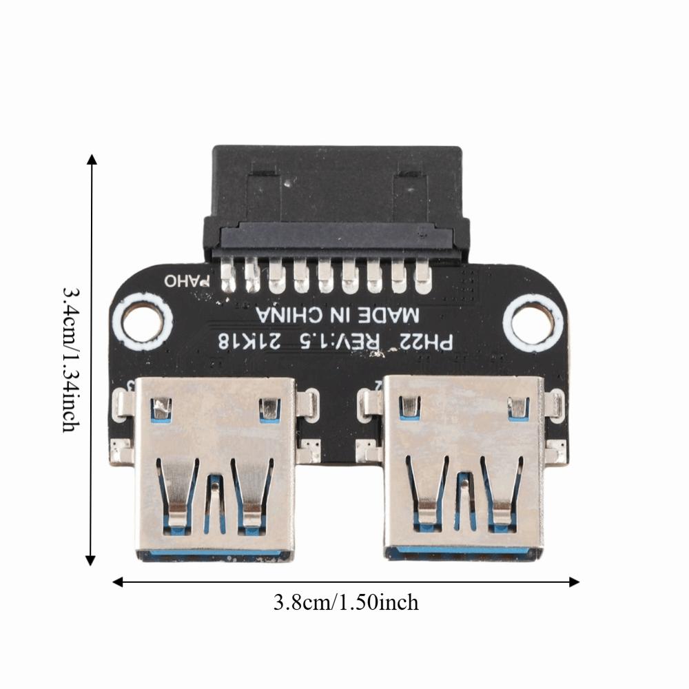 Dual Port USB 3.0 Adapter Plug and Play USB 3.0 Female Header USB Extension Adapter PC Motherboard