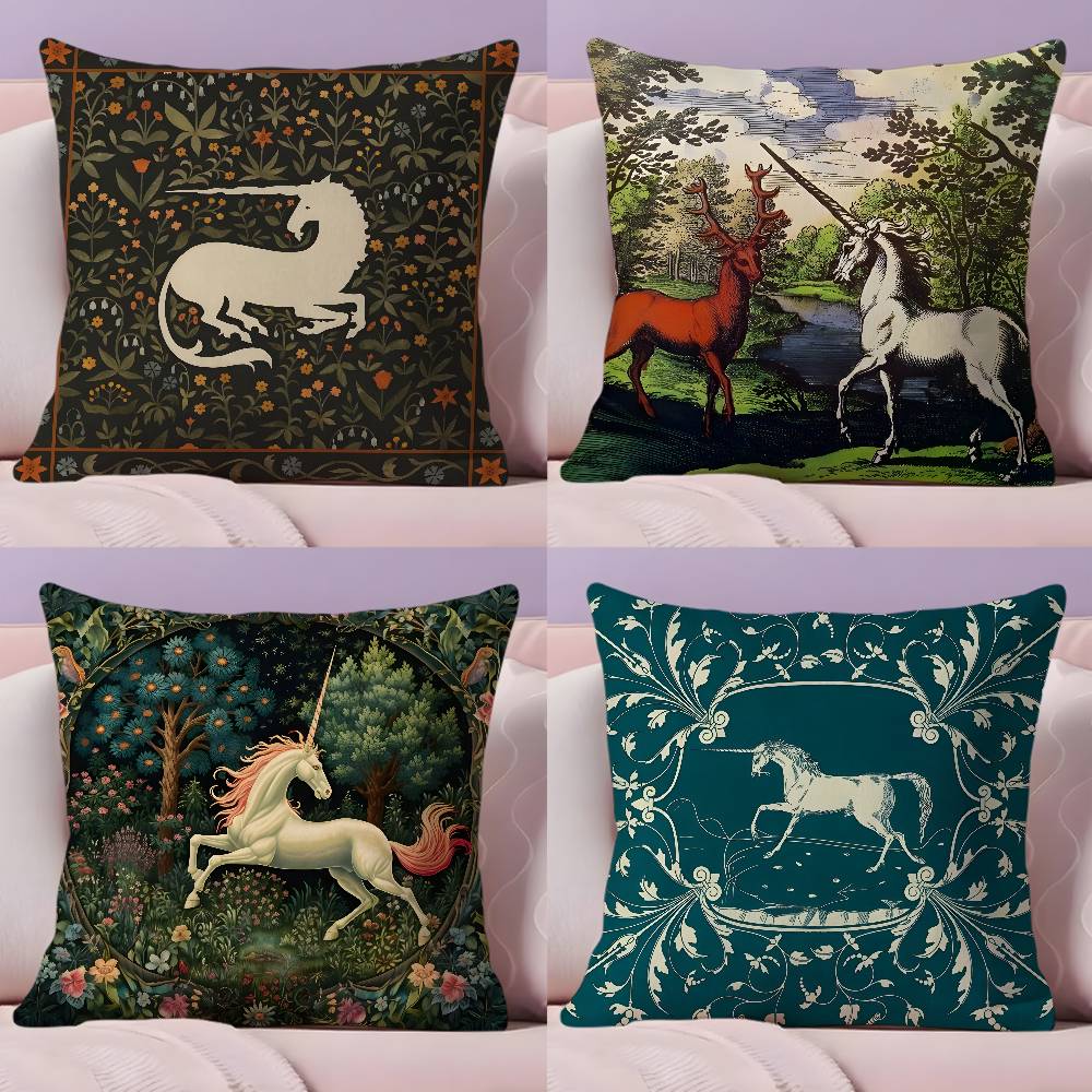 Vintage Medieval Unicorn ART Pillow Case Ultra Soft Skin Friendly Fabric Cloud Like Comfort Concealed Zipper