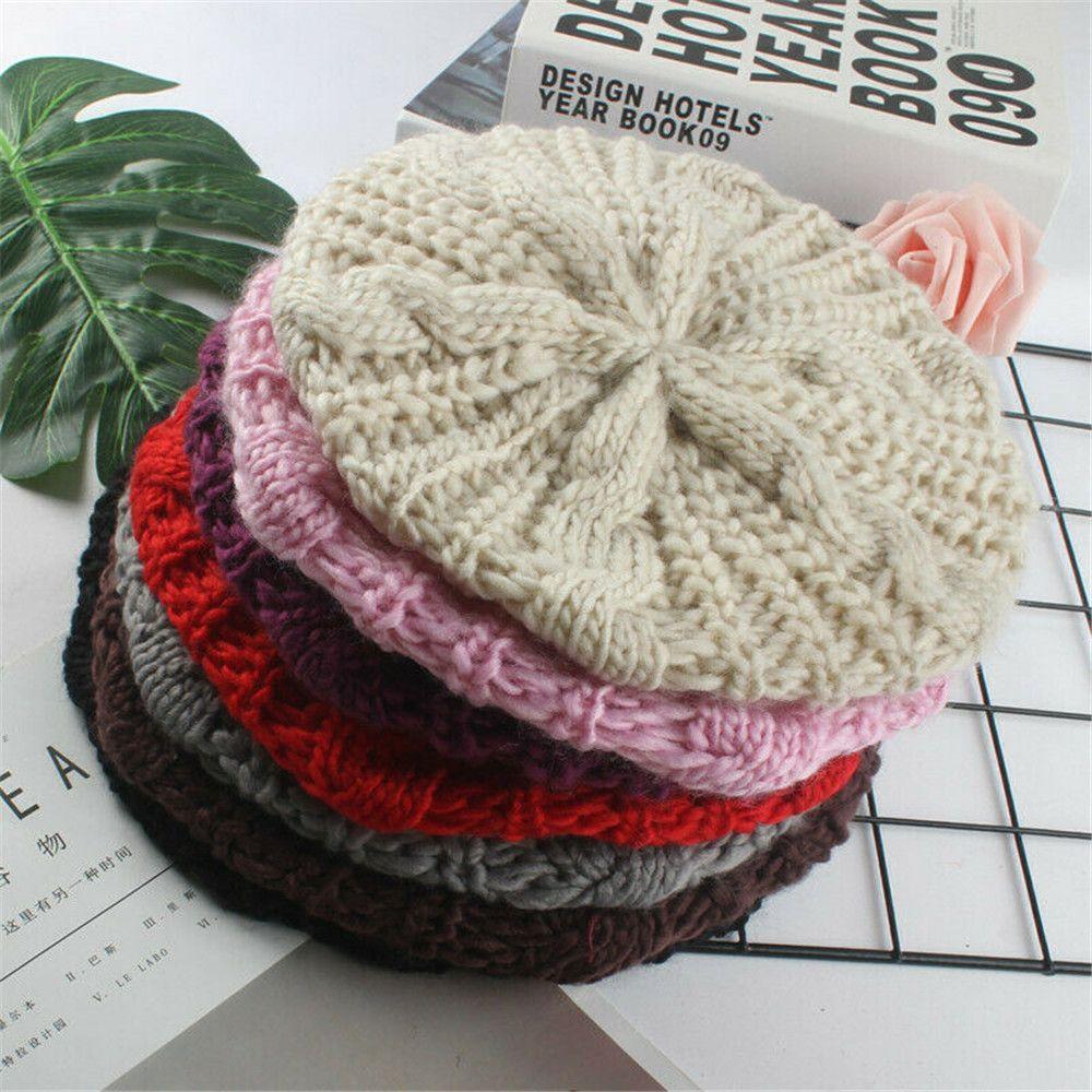 Мода Винтаж В рубчик Теплая Шапка-берет Французская Художественная Шапка Шапка Художника Вязаная Шапка