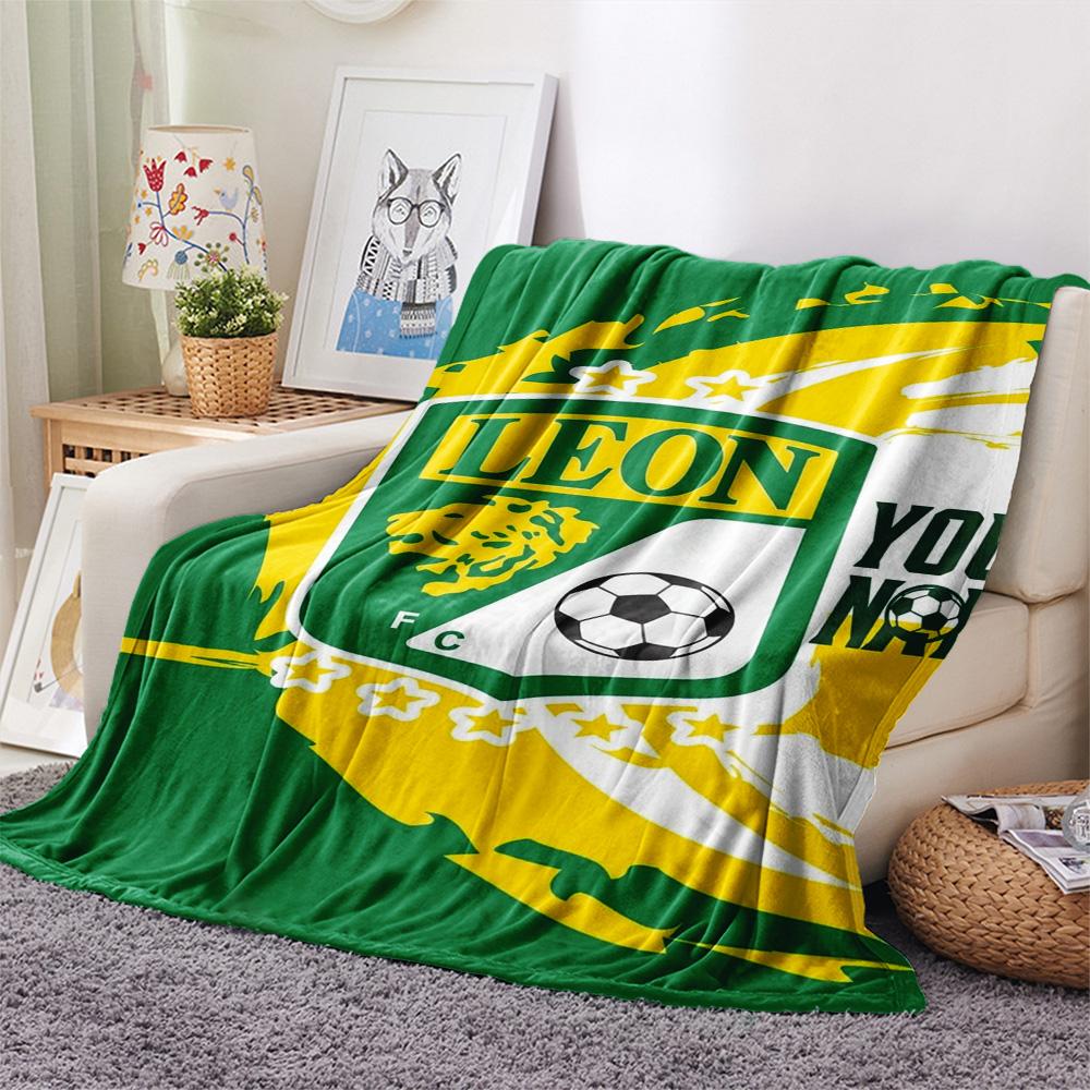 1PC Leon Fc Crest Custom Name Patterned Flannel Blanket Suitable For All Seasons For Home Decor Warmth And Comfort Gifts Holiday Present