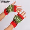 WTEMPO 1 пара вязаных перчаток с рождественским узором оленей, парные, на Хэллоуин, новые митенки с полупальцами, мягкие, разноцветные, теплые перчатки