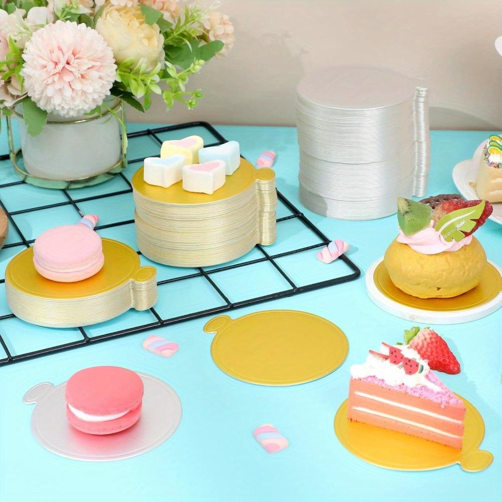 200 шт. мини-подложки для торта, 3,2-дюймовый золотой и серебряный круглый картон для торта, круглые основания для торта, десертные подложки для украшения торта, свадьбы, вечеринки