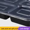 Black Disposable 4-Compartment Meal Prep Containers with Lids