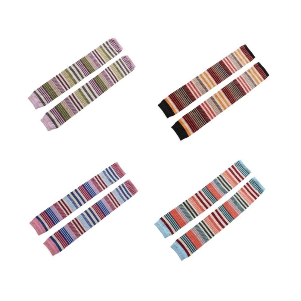 Colorful Wool Ruffle Socks Thick Striped Socks Fashion Knitted Leg Warmers Women
